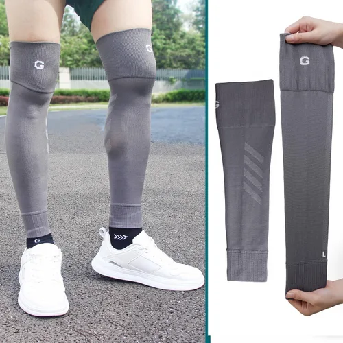 Vista 2 de Calcetines de compresión de manga de pantorrilla para hombres y mujeres, jóvenes, manga de pierna de rugby, calcetines de protección para fútbol