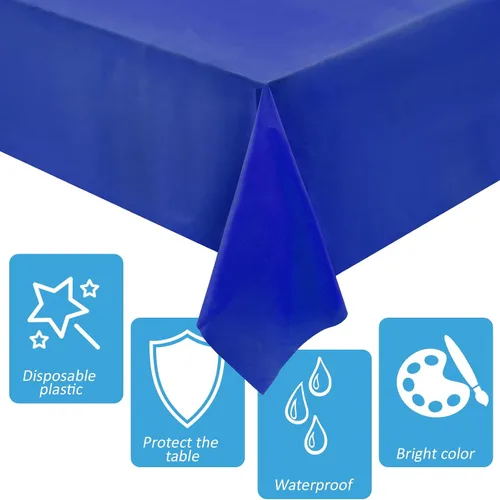 Vista 3 de Juexica 12 Pcs Disposable Plastic Tablecloth 54" x 108" Waterproof Table Cover Plastic Decorative Table Cloth for Birthday Graduation Ocean Theme