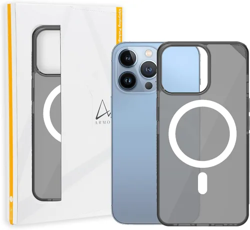 Vista 11 de ARMOR Signature - Funda compatible con MagSafe, para iPhone serie 13 (iPhone 13, gris cristal con cinta gris)
