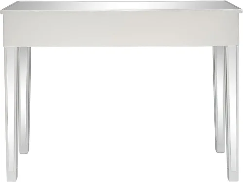 Vista 7 de Henf Escritorio de tocador con espejo para dormitorio, mesa de tocador de maquillaje, mesa de sofá con 2 cajones de diamantes sintéticos, moderno