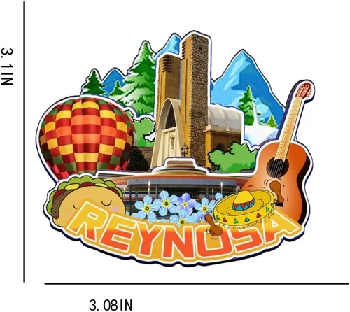 Vista 3 de Reynosa - Imán de madera para nevera, diseño de México, monumentos 3D, recuerdos coleccionables, decoración hecha a mano -2331