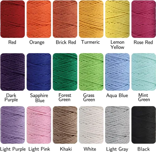 Vista 2 de PHUNTTEK Cordón de macramé de 0.079 in x 590 yardas, 18 rollos de cuerda de algodón natural, 3 soportes de cuerda de yute, cuerda suave, hilos