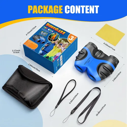 Vista 4 de LET'S GO! Binoculares para niños, prismáticos compactos de alta resolución a prueba de golpes