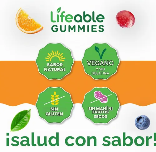 Vista 4 de Lifeable Gomitas de vinagre de sidra de manzana con madre, 1000 mg ACV, 60