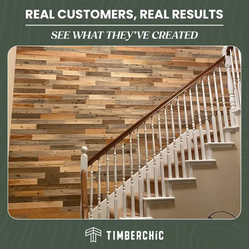 Vista 7 de Timberchic Paneles de Pared de Madera Recuperada – Tablones de Despegar y Pegar para Paredes de Acento – Paquete de Muestra de Decoración Rústica