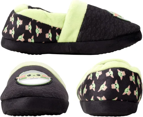 Vista 3 de Disney Pantuflas de Star Wars para niños pantuflas peludas de Mandalorian Baby Yoda suela antideslizante niños pequeñosgrandes