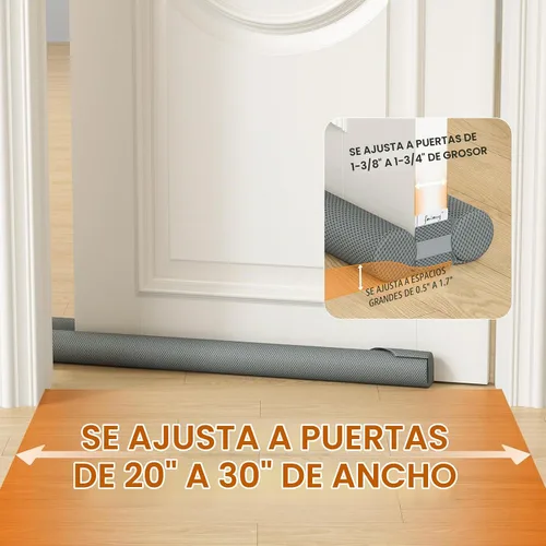 Vista 2 de fowong Tapón de corrientes de aire para puerta 30" Tapón de corrientes de aire ajustable debajo de la puerta, sello bloqueador de ruidos para Gris