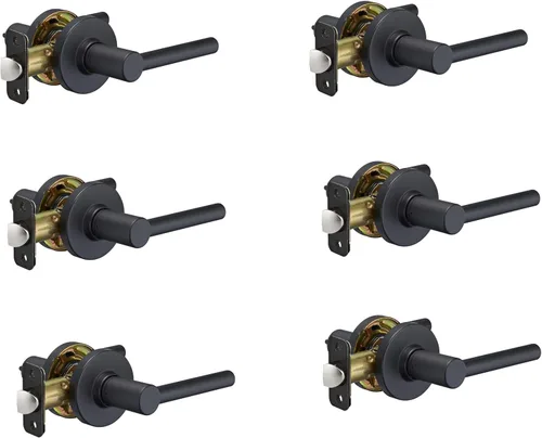 Vista 9 de Amazon Basics Palanca de puerta contemporánea Madison - Passage - Negro mate, paquete de 1