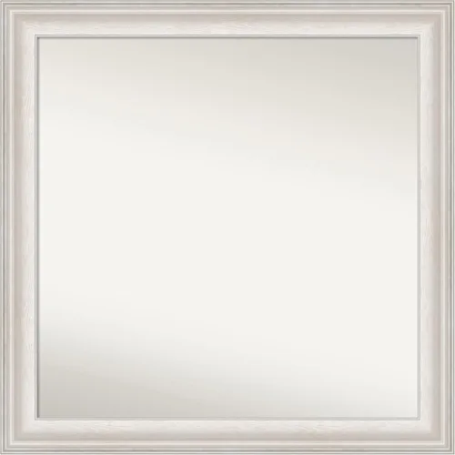 Vista 55 de Amanti Art Espejo de baño plateado para sobre el fregadero, espejo cuadrado de níquel cepillado de 30 x 30 pulgadas, marco moderno grande, se cuelga