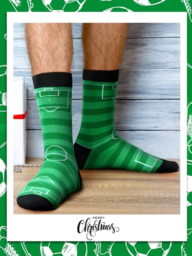 Vista 5 de Loopeer 4 pares de calcetines de fútbol de Navidad, novedosos calcetines temáticos de fútbol para hombres y niños, regalo deportivo para suministros