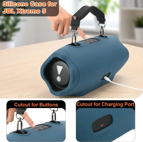 Vista 2 de Funda de silicona para JBL Xtreme 5 con asa de mano (azul)