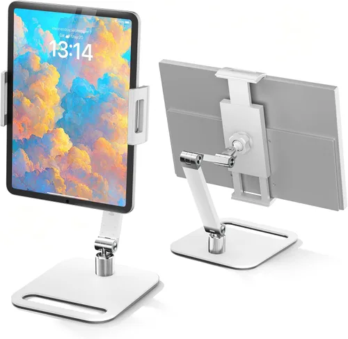 Vista 10 de Soporte para tableta para iPad, soporte de monitor portátil para 15.6 pulgadas, 17.3 pulgadas Aluminum Alloy Foldable Arm Mount with 360° Swivel