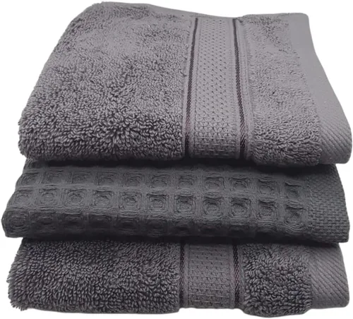 Vista 6 de Toallas de cocina turcas Paquete de 3 (2 toallas pequeñas de rizo + 1 mini toalla de gofre), 12 x 12 pulgadas, toallas de mano para baño, toallas