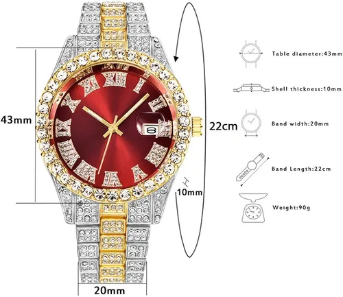Vista 5 de Reloj de cristal unisex de moda con diamantes para hombre y mujer reloj de pulsera de diamantes de lujo