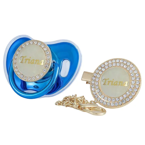 Vista 12 de Set de clip para chupete y chupete bling personalizado con cualquier nombre (Negro)