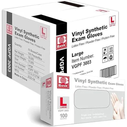Vista 11 de Jointown Basic Medical - Guantes de examen de vinilo transparente, sin látex y sin polvo, VGPF-3001 (caja de 1000), talla S