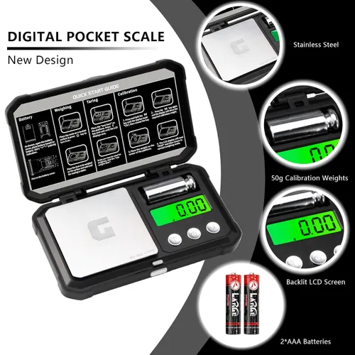 Vista 2 de GRAM PRES - Báscula digital de bolsillo de 10.58 oz x 0.00 oz de precisión, báscula de joyería Small Mini High Precision Scale Digital