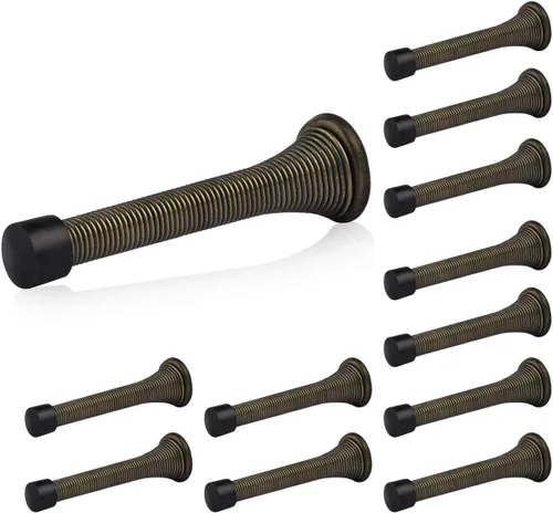 Vista 13 de HOMOTEK Paquete de 1 tope de puerta de resorte con parachoques de goma de 3-1/8", resorte flexible de servicio pesado, tope de puerta de pared