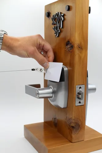 Vista 7 de Cerradura de puerta con palanca comercial RFID, aplicación de sistema de control de acceso, incluye 2 tarjetas NFC (mano izquierda)