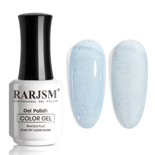 Vista 22 de RARJSM Esmalte de uñas en gel color albaricoque, dorado con brillantina, neutro, transparente, color nude, esmalte de gel para remojar para remojar