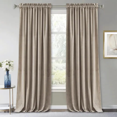 Vista 40 de RYB HOME Cortinas opacas de terciopelo para dormitorio, aislamiento térmico, privacidad, luz solar, bloqueo de calor, cortinas lujosas con bolsillo