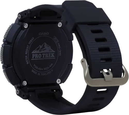 Vista 3 de Casio Pro Trek Bio Mass Tough Solar Triple Sensor con termómetro Altímetro Barómetro Brújula World Time Reloj para hombre PRG340-1 Negro