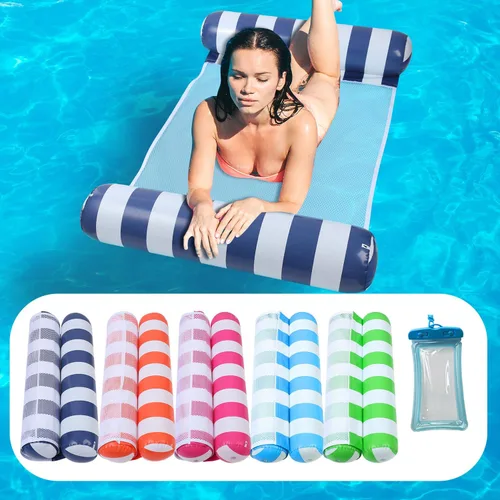 Vista 11 de 3/5/8 Pack Pool Hammock Upgrated Water Pool Floats, 4-in-1 XL (Hammock, Saddle, Lounge Chair, Drifter) Multi-Purpose Water Pool Float, Non-Stick PVC