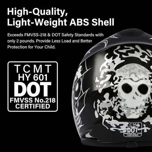 Vista 8 de SLMOTO - Casco DOT para niños y jóvenes, casco de motocross para todoterreno y calle, casco de motocicleta, casco de bicicleta de tierra, motocross