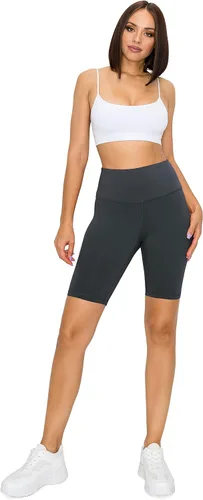 Vista 5 de Leggings Depot Pantalones cortos de yoga atléticos de cintura alta para mujer, pantalones cortos de entrenamiento para mujer