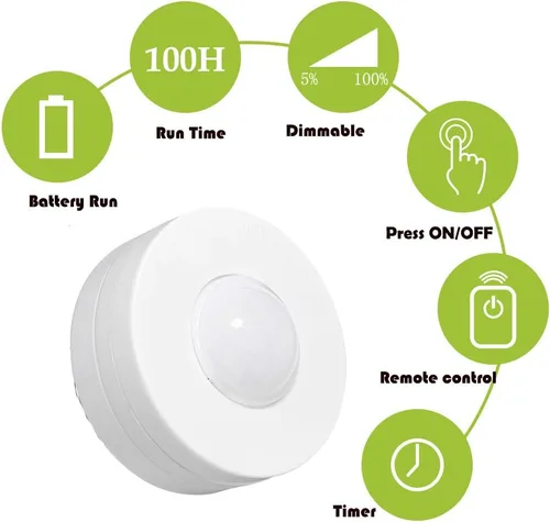 Vista 3 de Paquete de 2 apliques de pared cónicos de pared cónica de 100 lúmenes de 100 lúmenes, funciona con batería sin cable, para decoración de pared