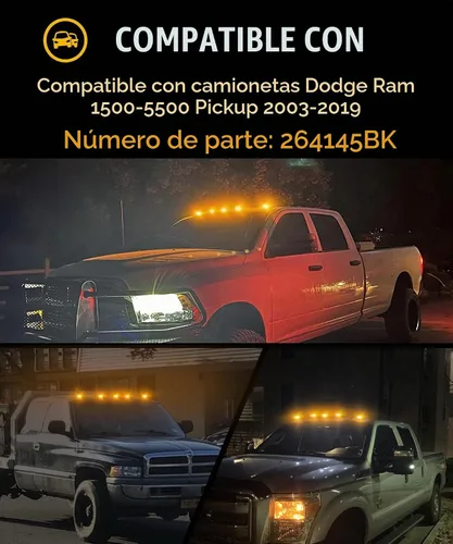 Vista 6 de Partsam Luz de marcador de cabina, lente ahumada, forma de ojo ámbar, 13 luces LED para techo de cabina [ajuste universal] compatible con camionetas