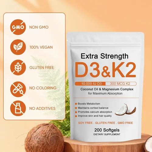 Vista 7 de Vitamina D3 K2 Complejo de Magnesio, Fuerza Extra D3 & K2 con Triple Magnesio en Cápsulas Blandas, D3 + K2 (Mk-7) Apoyo para Huesos e Inmunidad