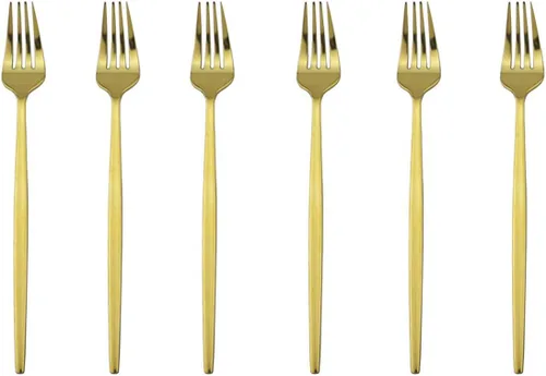 Vista 11 de Cubertería dorada pulida con espejo, diseño ligero, 36 piezas, acero inoxidable, juego de cubiertos para 6, incluye tenedores, cucharas, cuchillos