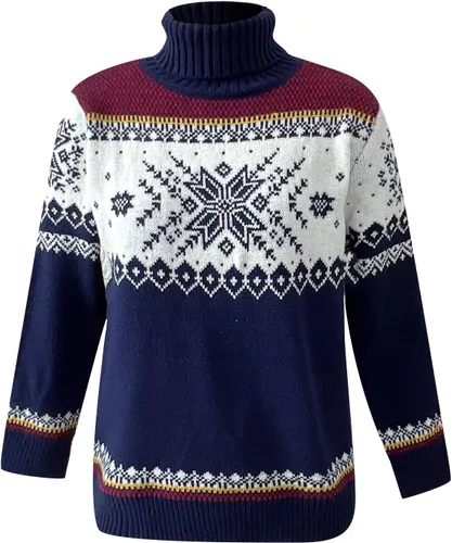 Vista 4 de Womens Christmas Sweater Trendy Reindeer Knitted Tops Basic Lightweight Turtleneck Pullover Printed Ladies Fall Clothes