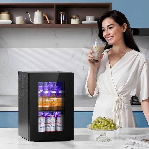 Vista 7 de Antarctic Star Refrigerador de Bebidas Enfriador de 18L, 24 Latas, Mini Refrigerador con Compresor Silencioso, Luz LED, Refrigerador Pequeño