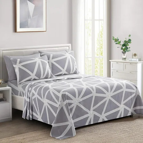 Vista 28 de Marina Decoration Ropa de cama ultra suave y sedosa con bolsillo profundo con estampado rico de rayón derivado de bambú para todas las estaciones