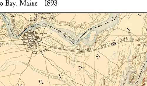 Vista 5 de Casco Bay 1893 Old Topographic Map USGS - Custom Composite Reprint Maine