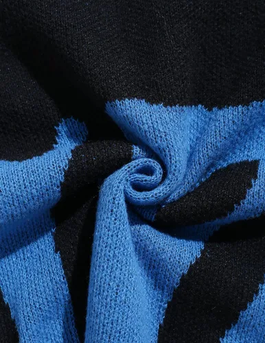 Vista 126 de ZAFUL Y2K - Suéter casual con estampado de llama estética para hombre, suéter de punto holgado, manga larga, cuello redondo