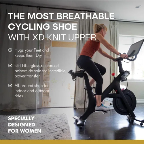 Vista 2 de Tommaso Pista Knit - Paquete de zapatos de ciclismo y tacos para mujer, zapatos de ciclismo de interior listos para clase con tacos compatibles