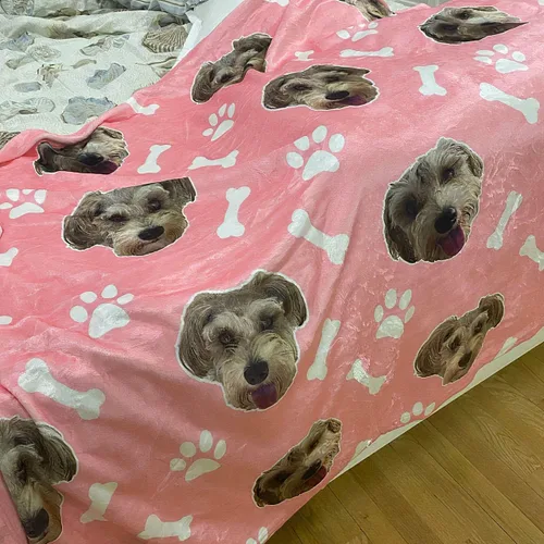 Vista 13 de Manta personalizada de fotos y textos para bebés, niños y adultos. Manta facial de forro polar personalizada, regalos personalizados para perros
