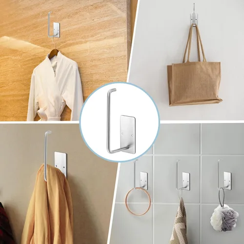 Vista 6 de Percheros para gorras de béisbol, paquete de 2 ganchos adhesivos de acero inoxidable para colgar sombreros para pared, organizador de ganchos