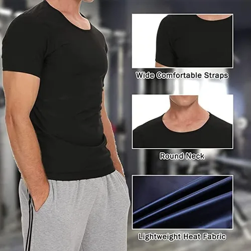 Vista 2 de CHUUMEE Camisa de sauna para hombre, traje de sudor, camiseta de compresión para pérdida de peso, entrenamiento, deportes, faja moldeadora, chaqueta