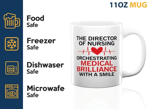 Vista 4 de Nurse Director Coffee Mug 11oz White -Brilliance - Labor Clinical Certified Nursing Assistant Surgica Oncology Practitioner