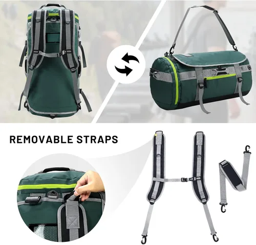 Vista 51 de MIER Mochila deportiva grande con compartimento para zapatos, resistente y resistente al agua, azul marino, 45L