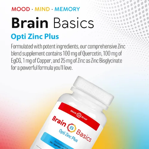 Vista 6 de Brain Basics Opti Zinc Plus - Suplemento de zinc con quercetina, EGCG y cobre. Fórmula de apoyo inmunológico - 60 cápsulas