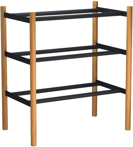 Vista 4 de YAMAZAKI home Zapatero de 3 niveles extensible liso negro