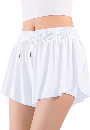 Vista 4 de Auranso Pantalones cortos fluidos con bolsillo 2 en 1 para niñas