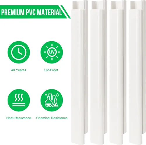 Vista 4 de 7,6 cm de ancho 4,7 m de largo Kit de cubierta de línea de aire acondicionado mini split Kit de tubos de PVC decorativos para sistema de aire