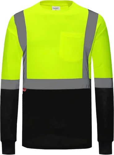 Vista 30 de ProtectX Camisas de manga larga de alta visibilidad, camiseta de seguridad reflectante de alta visibilidad para hombres y mujeres, camisa