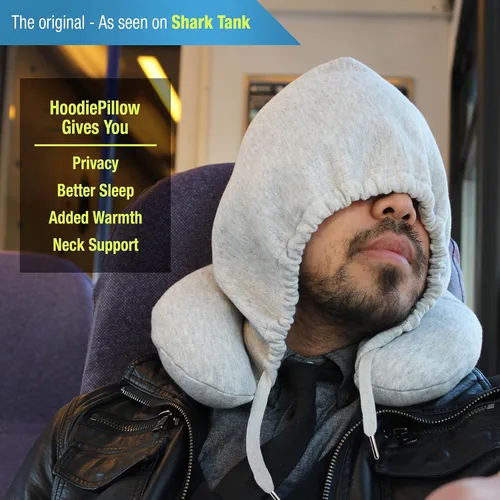 Vista 4 de Almohada de viaje negra - Destacada en Shark Tank Diseño patentado para máxima comodidad